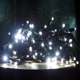 12 Meters Extendable Fairy Lights - Blue + White Flash - Green Wire